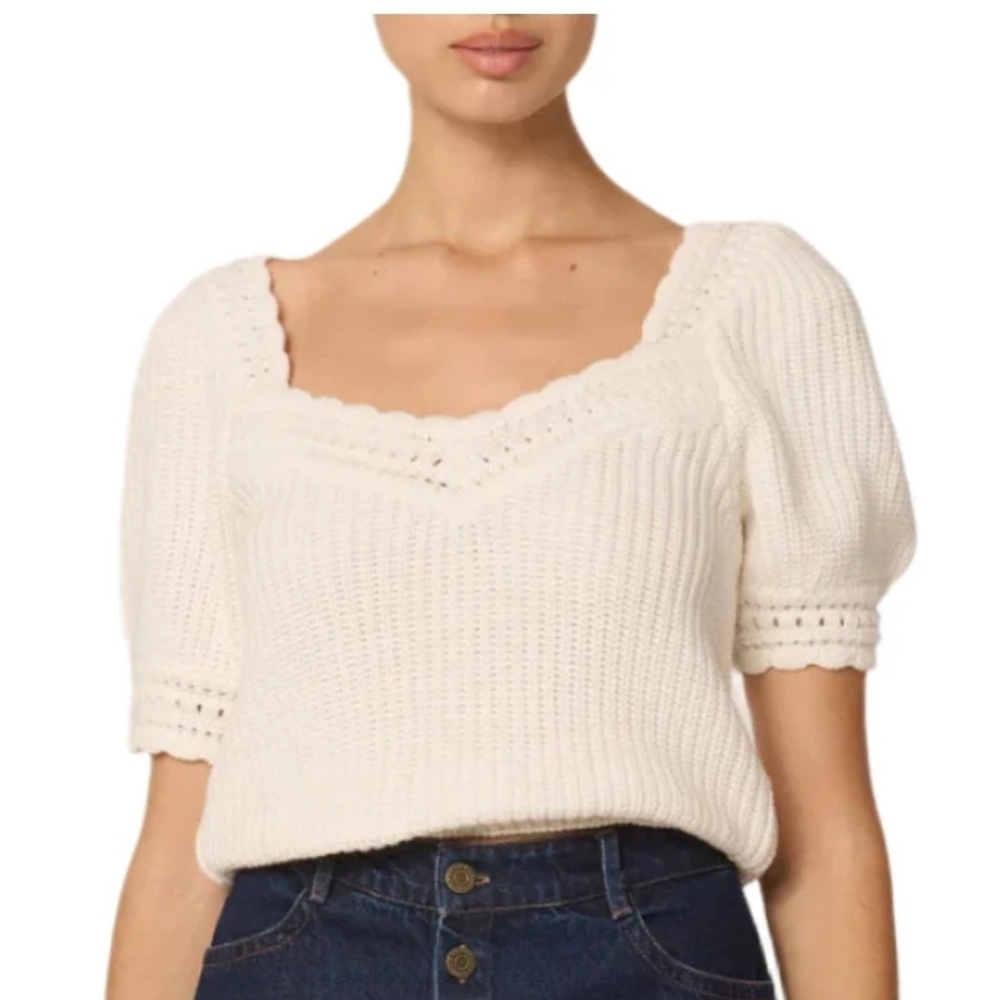 NWT! Cleobella, Rowan Sweater Top, Ivory, MSRP $198.00 - Picture 2 of 11